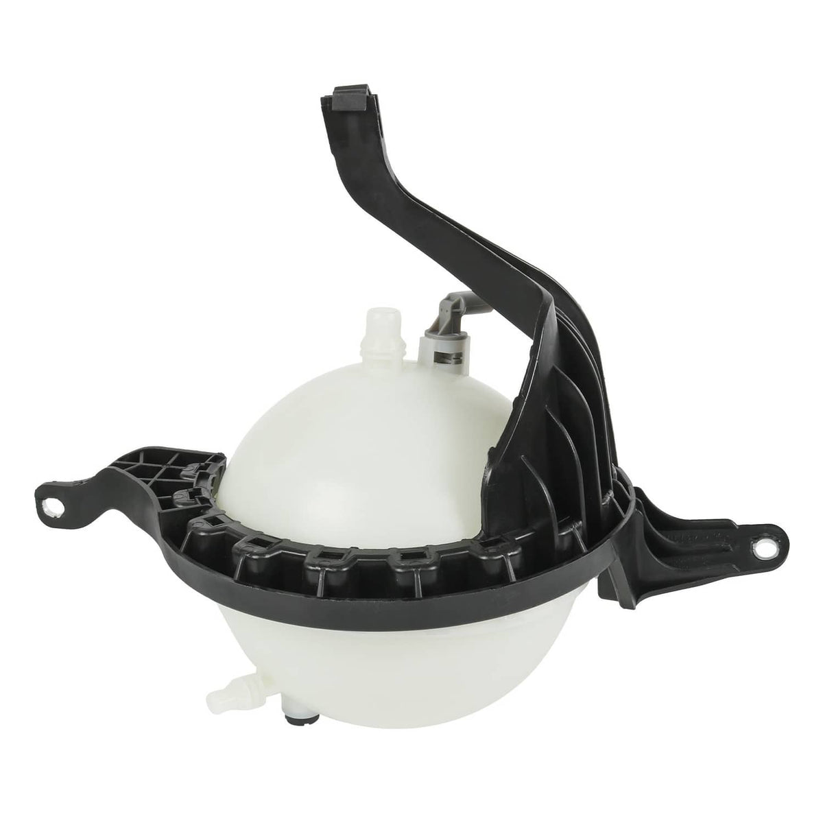 Coolant reservoir expansion tank with sensor, white tank with black protective cover