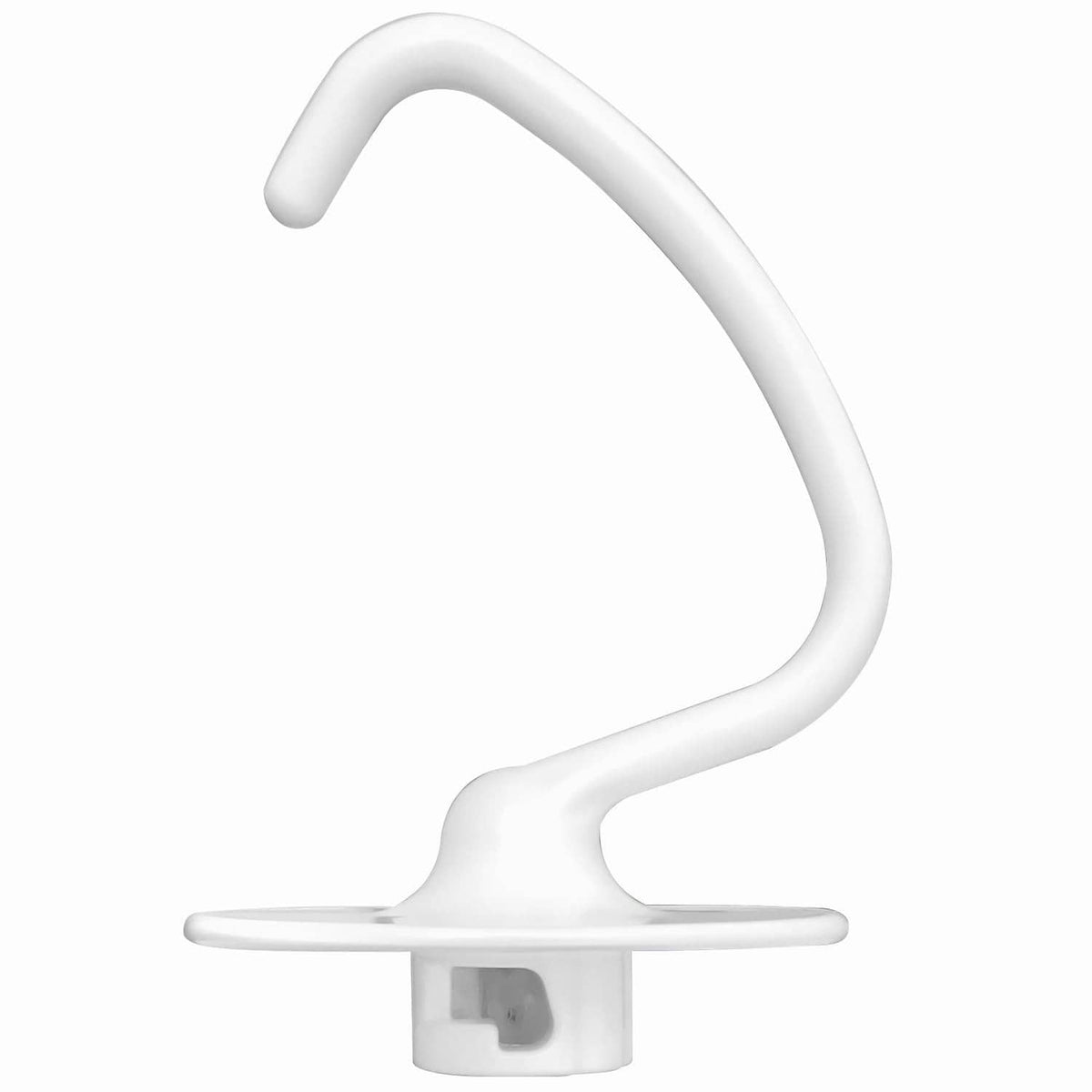 White coated dough hook attachment with mounting collar, for stand mixer