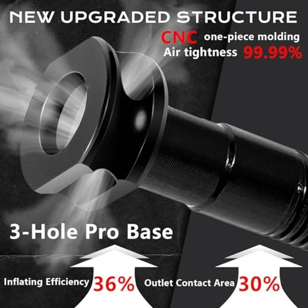 Black Presta valve stem close-up with 3-hole pro base end