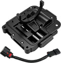 Black transfer case actuator assembly with mounting base, arm, and electrical connector leads