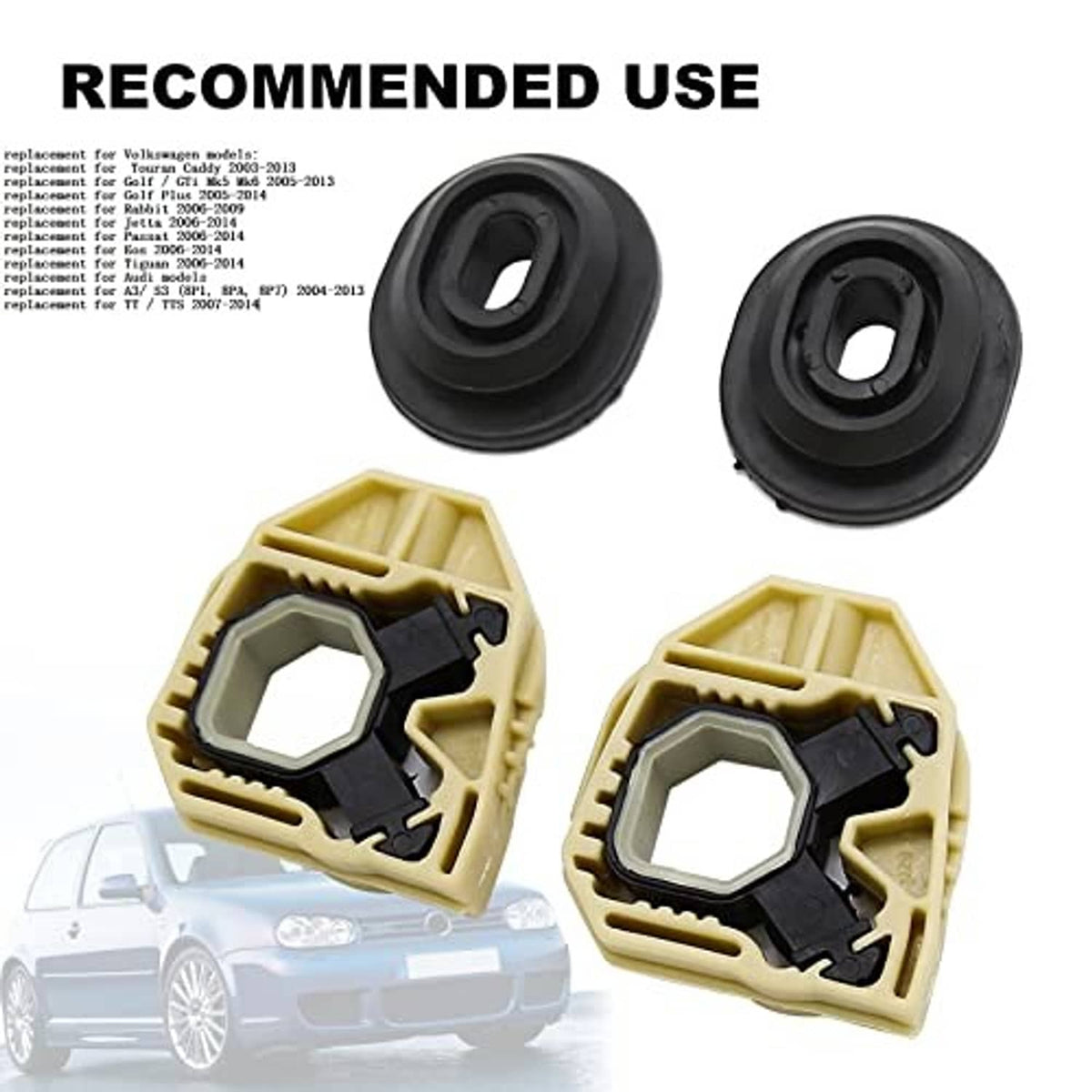 Beige radiator mount brackets with black clamps and black rubber gaskets