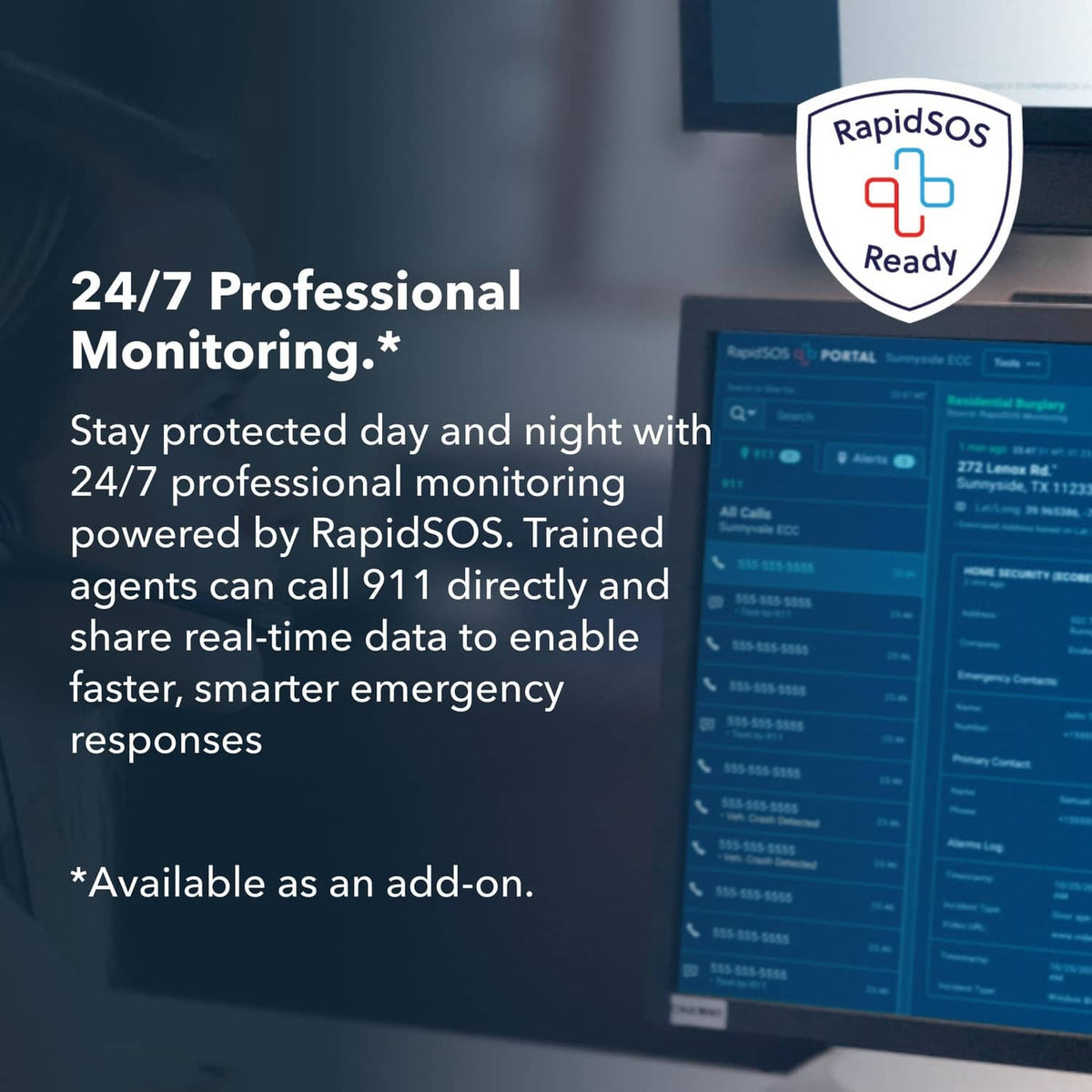 ecobee 24/7 professional monitoring add-on information panel