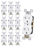 Set of white duplex receptacles, tamper-resistant front and back views