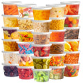 Clear plastic deli containers with lids, stacked set for meal prep storage
