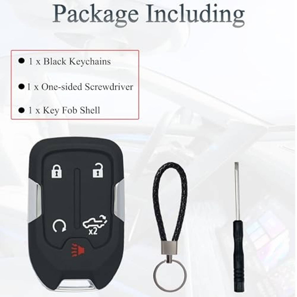 Key fob shell kit with black keychain, one-sided screwdriver, and replacement shell