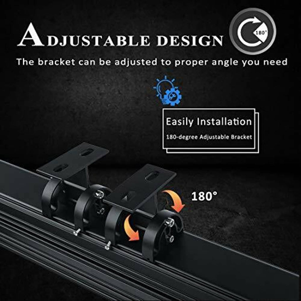 Adjustable 180-degree mounting bracket for a black LED wall washer light bar