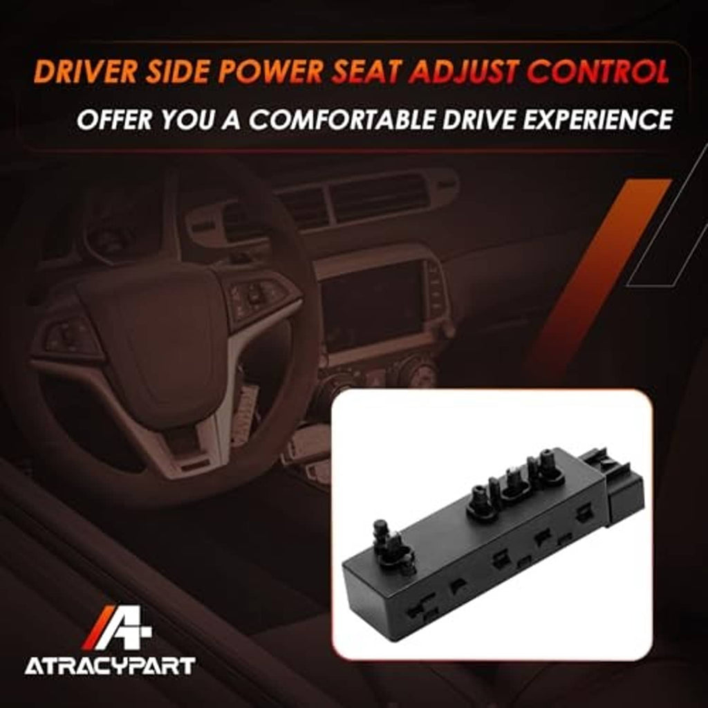 Power seat adjust control switch shown with multi-pin wiring terminals