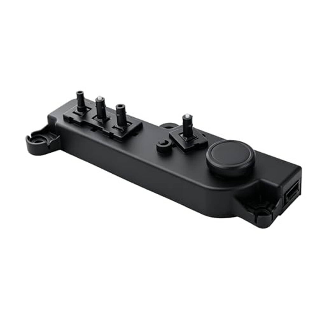 Black power seat switch module with large round button and four connector pins