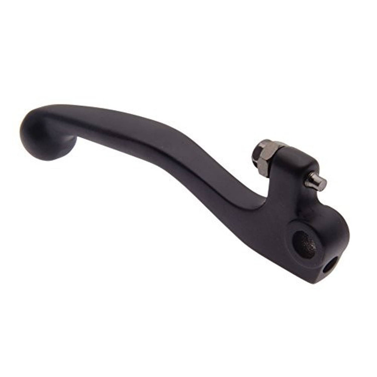 Black brake lever with pivot end, visible mounting holes, and hand grip