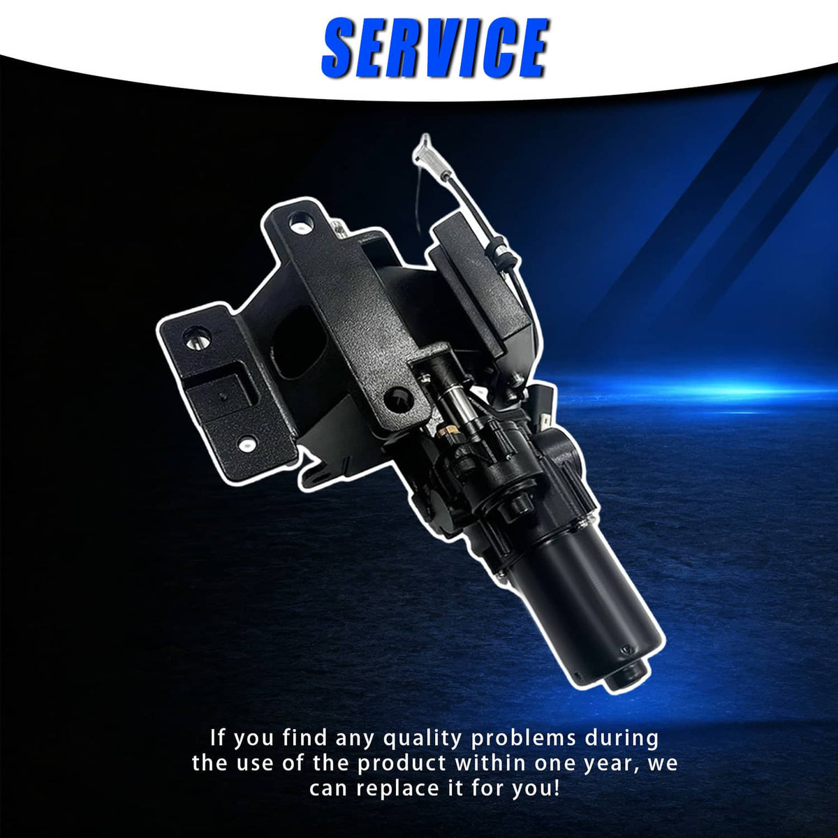 Power running board motor assembly with black actuator and mounting brackets
