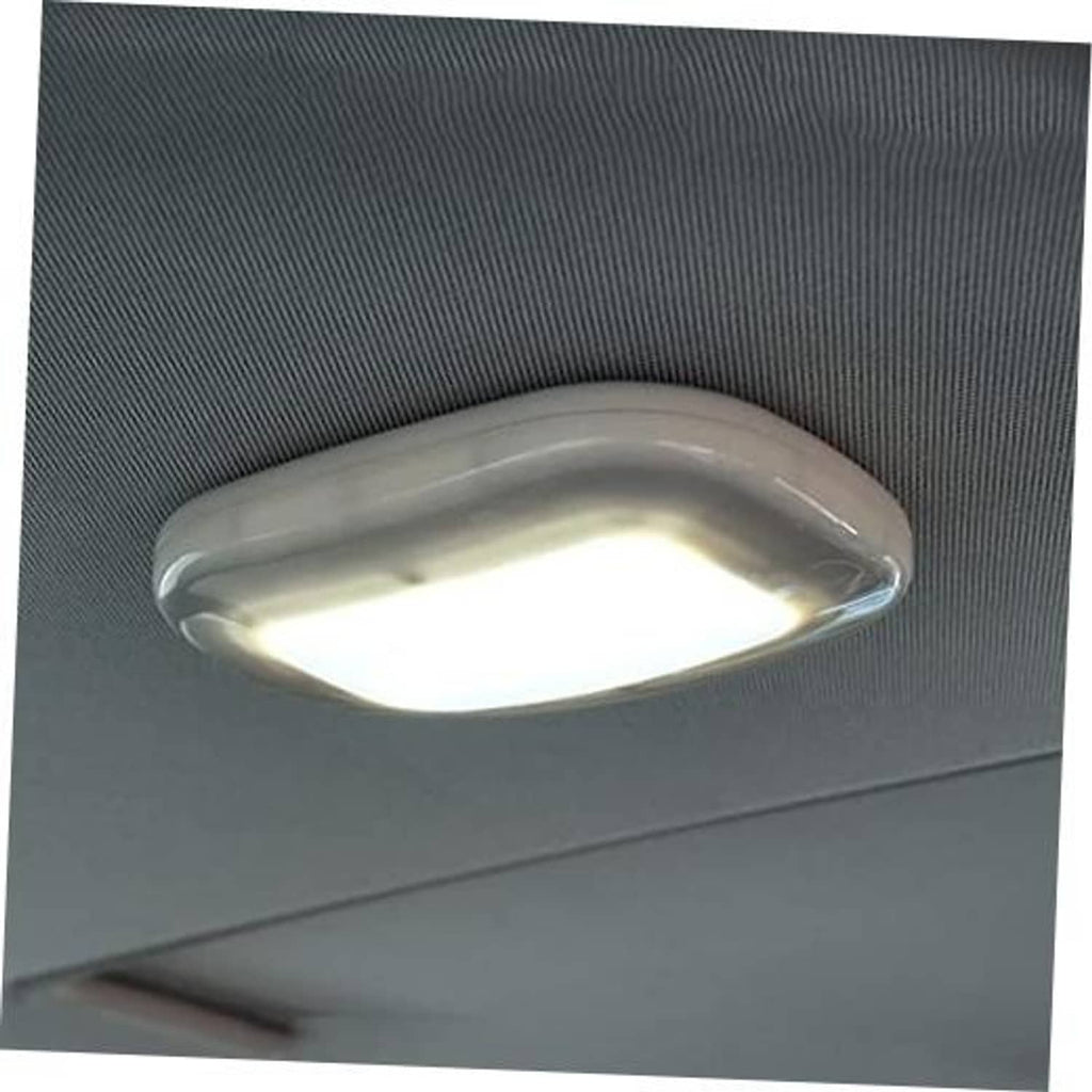 Ceiling-mount style car interior LED light with translucent white cover, bright glow