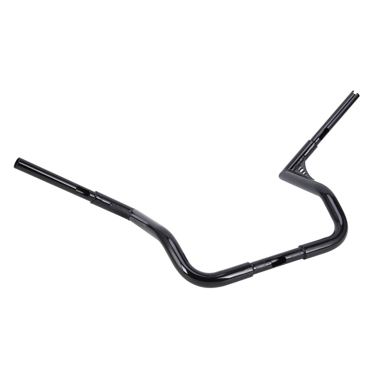 Black motorcycle handlebar with smooth U-bend and short angled grip ends