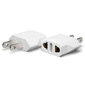 European to US plug adapter, white EU plug to dual US outlet (two flat slots)