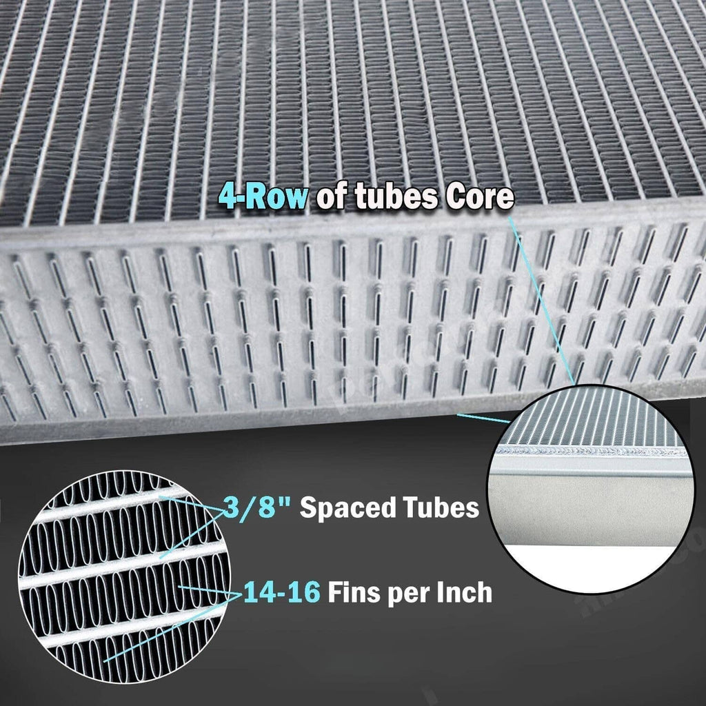 Radiator tube core with 4-row fins and 3/8 in spaced tubes