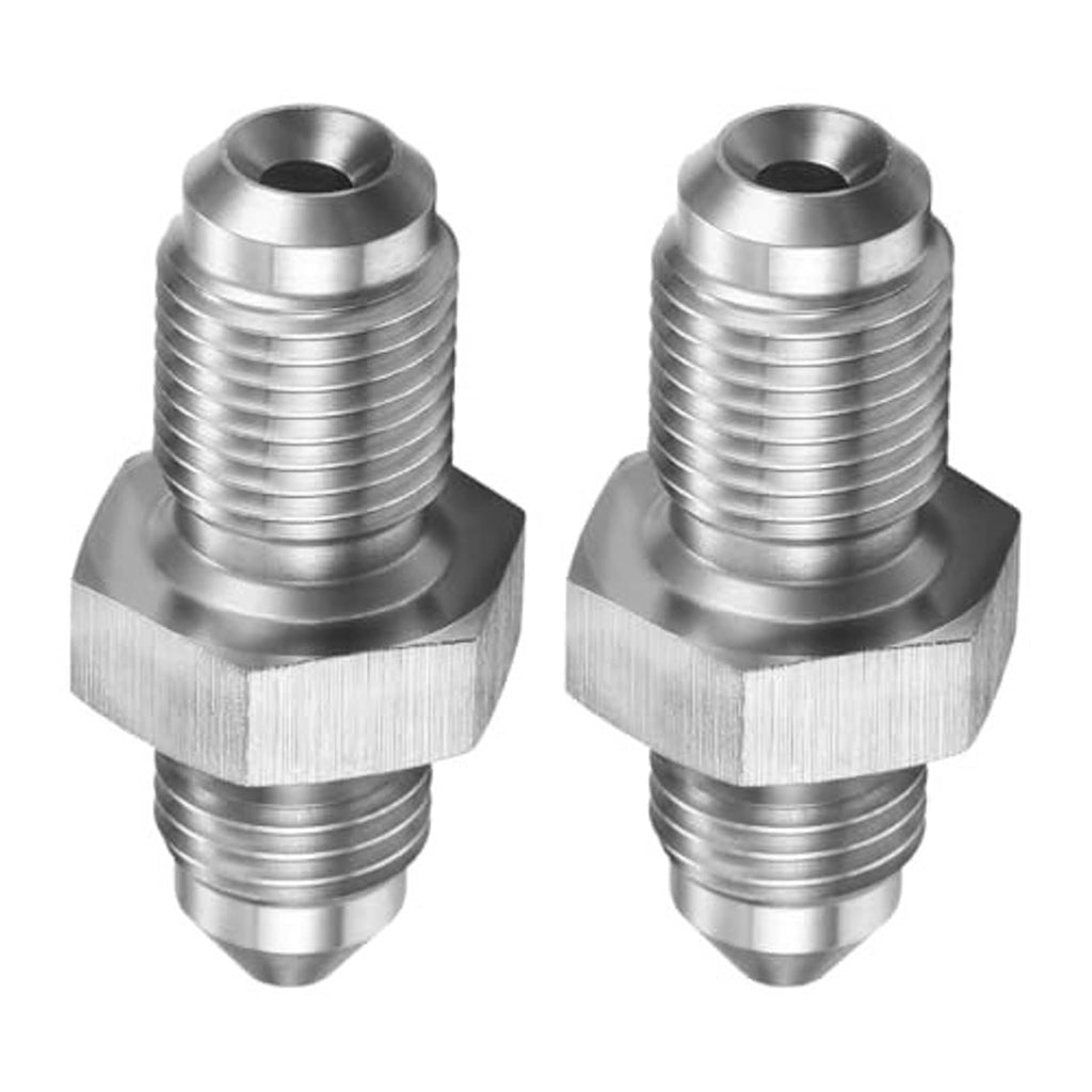 Stainless steel inverted flare brake adapter pair with male threaded ends and hex base