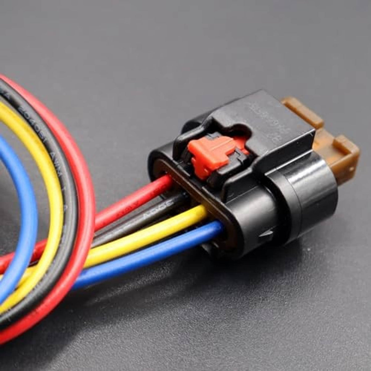 Actuator connector harness black connector with red lock tab and multi-wire leads