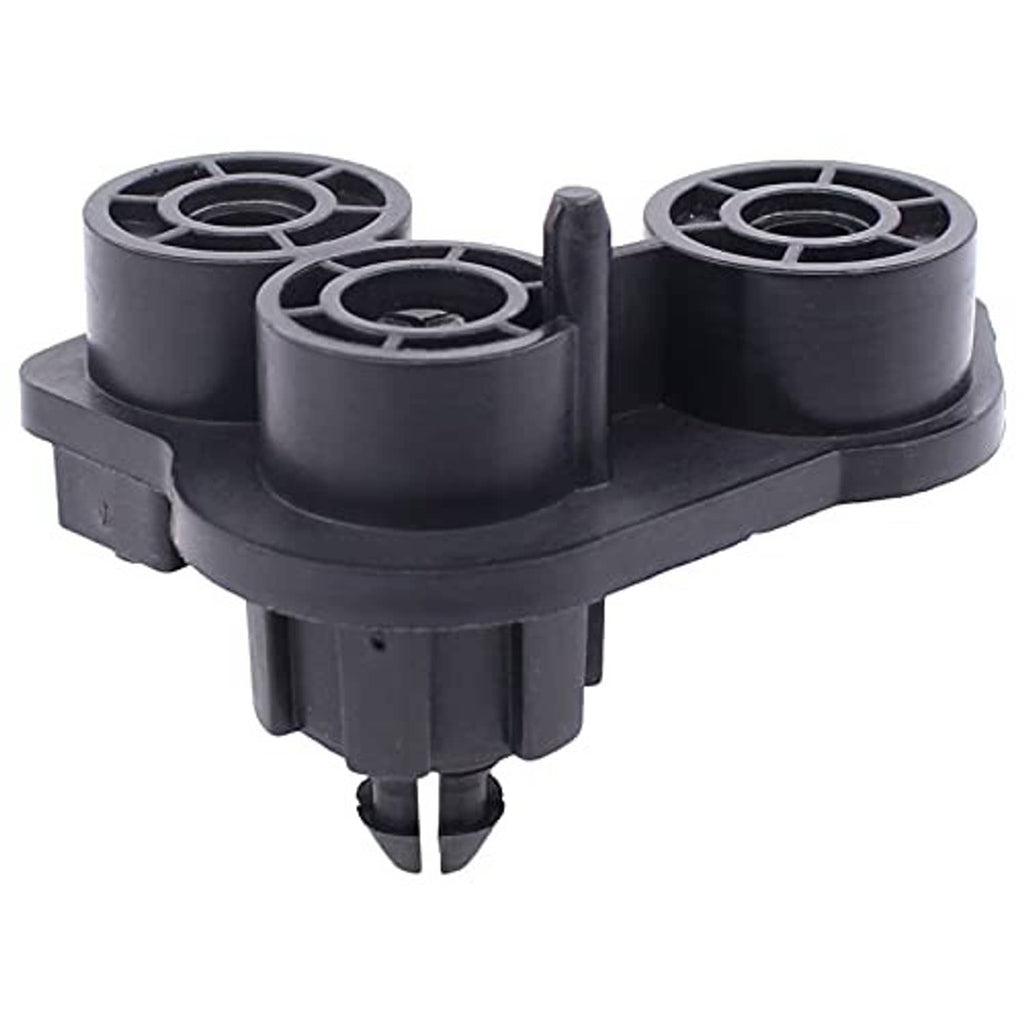 Hood latch release handle base with black plastic round rollers and mounting pegs