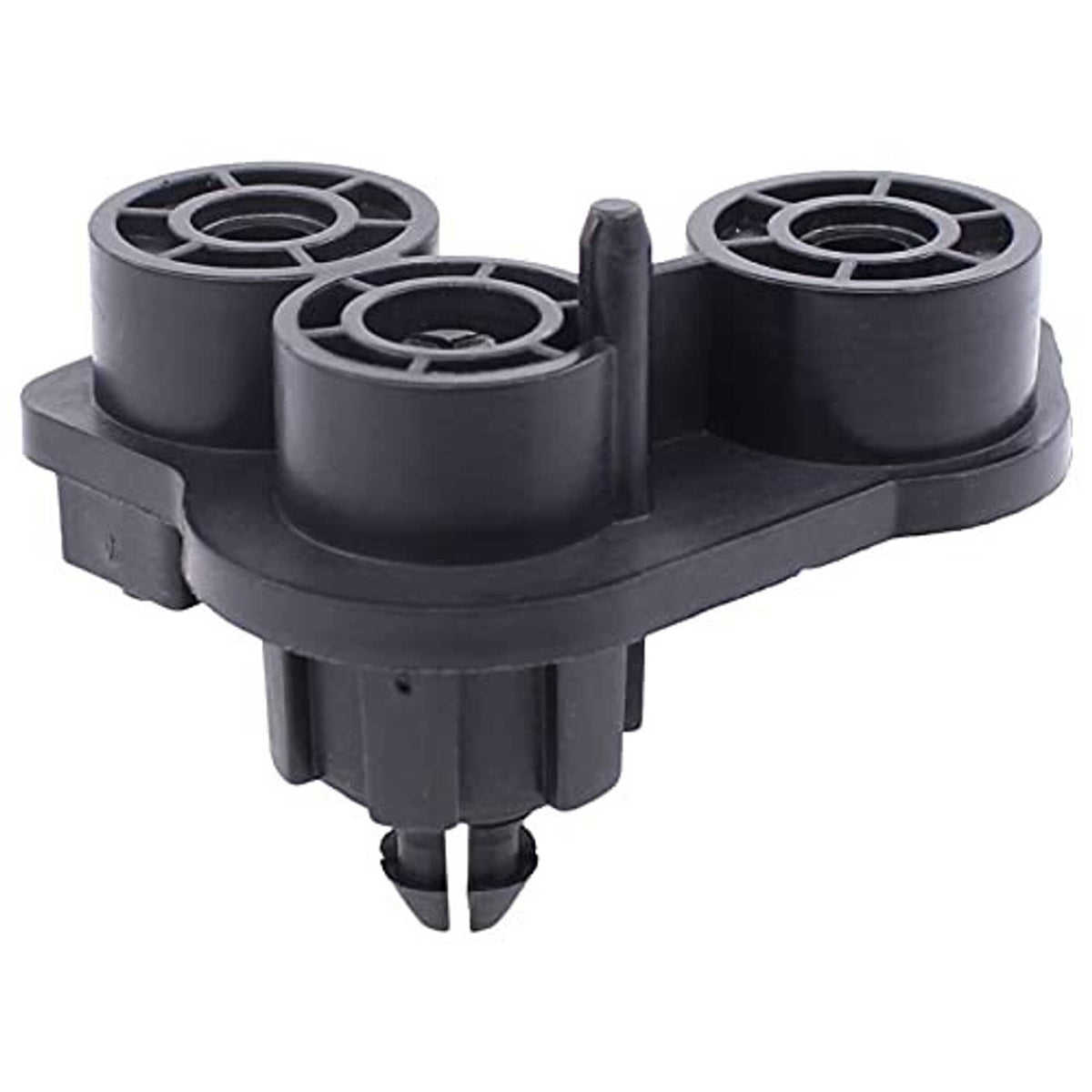 Hood latch release handle base with black plastic round rollers and mounting pegs