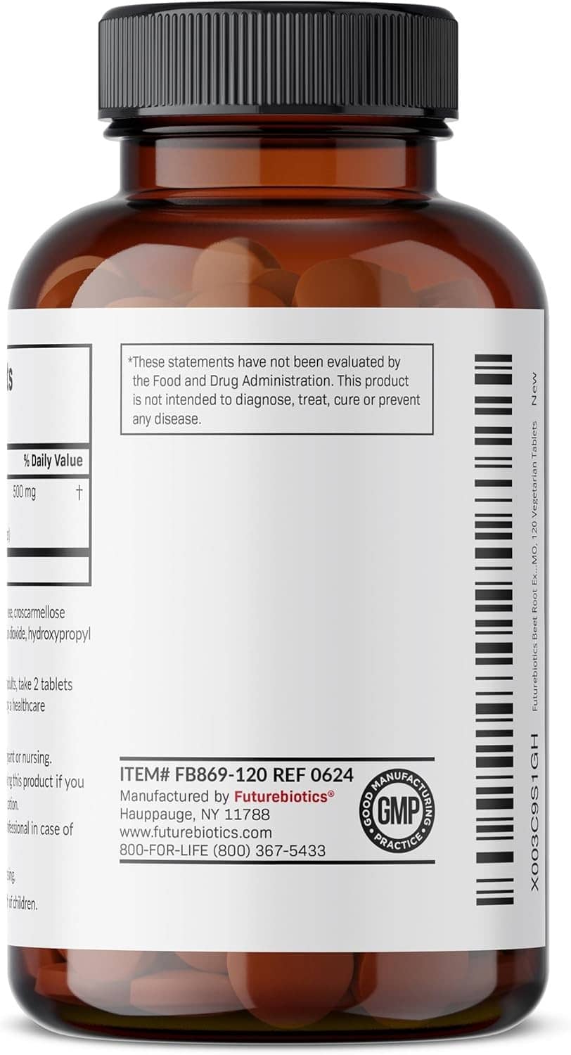 Beet root extra strength bottle back with barcode and manufacturer info
