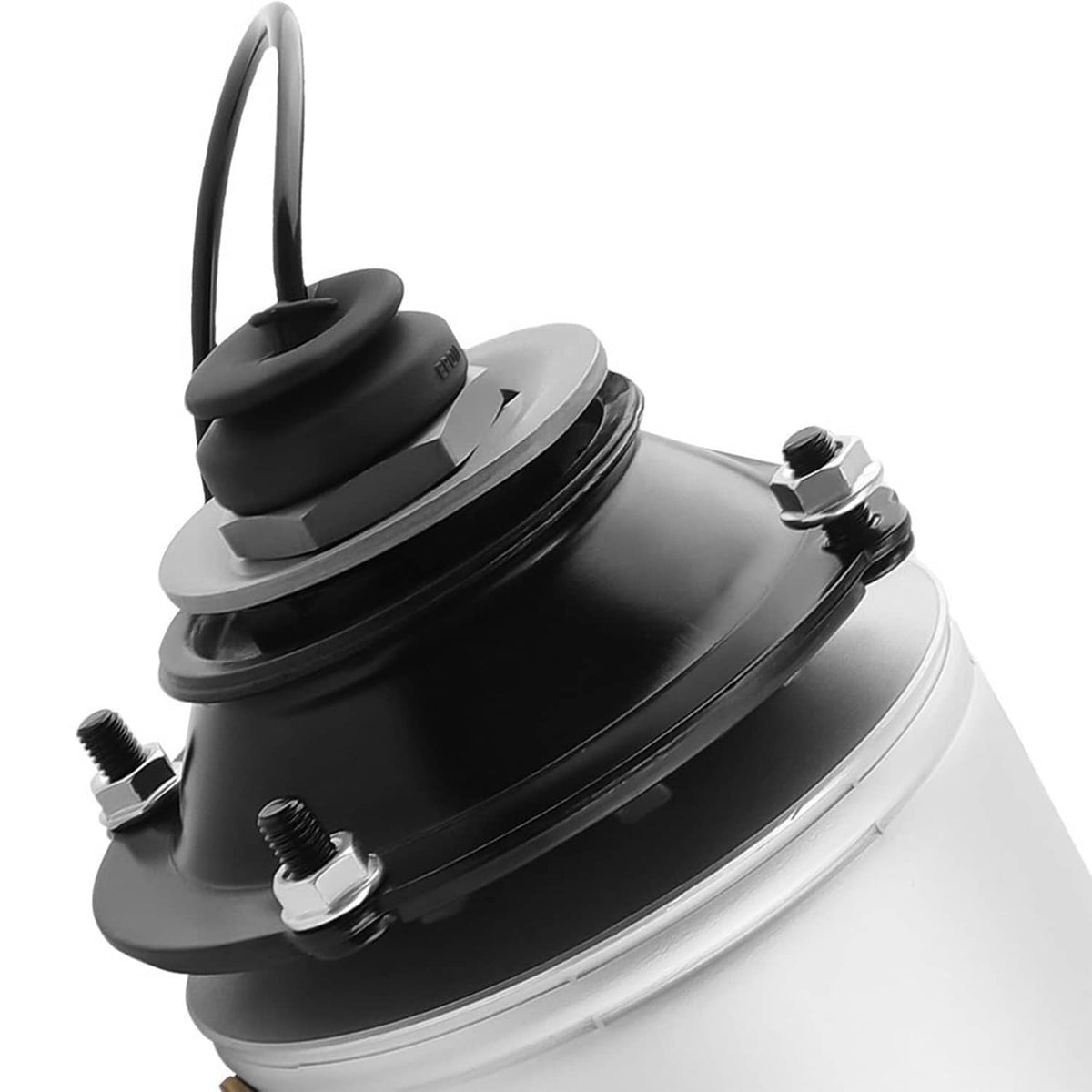 Front air suspension strut shock top mount, black housing with mounting rings
