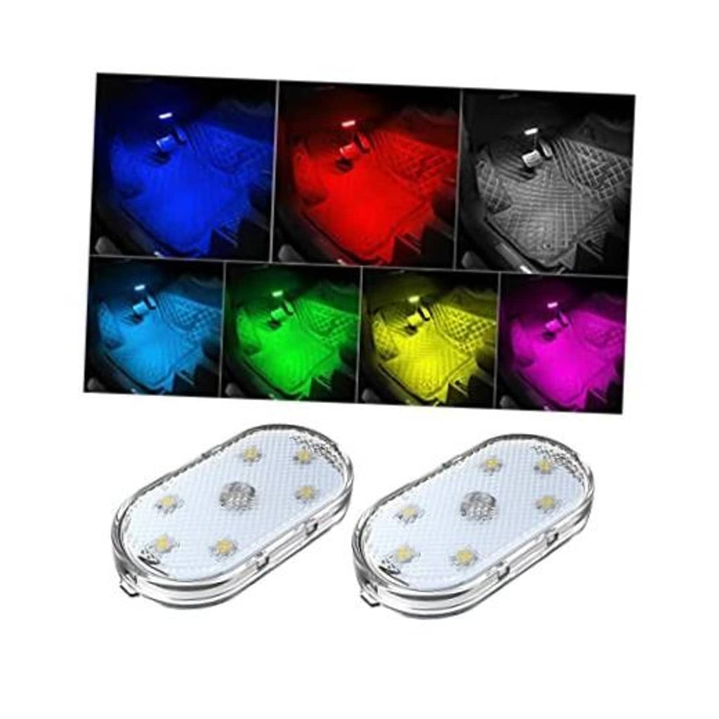 Car LED interior lights, two oval bulbs with multi-color light preview panels