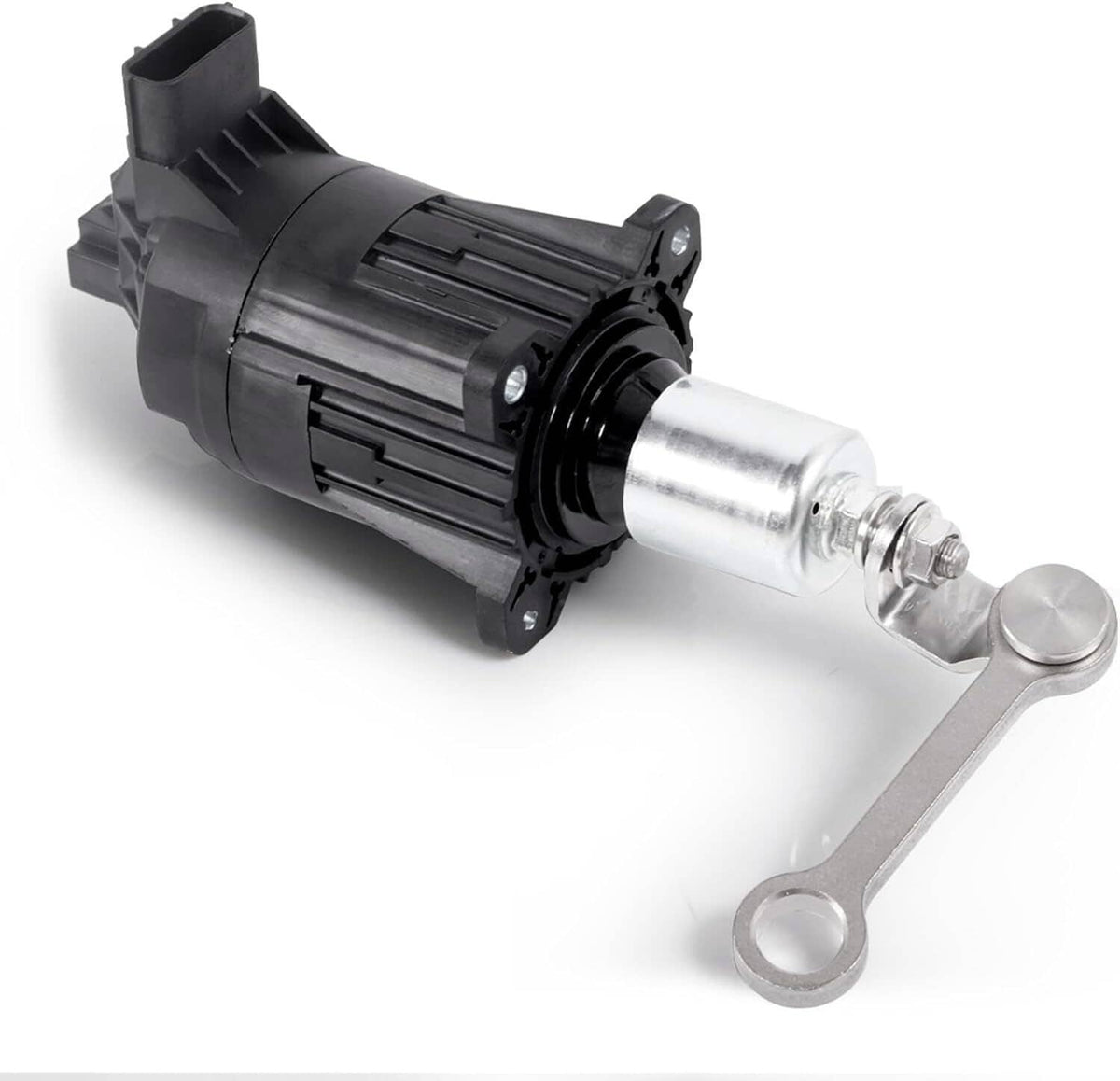 Turbo wastegate actuator solenoid valve with cylindrical metal plunger and bracket