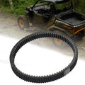 ATV drive belt, black ribbed loop with toothed edges and rugged texture