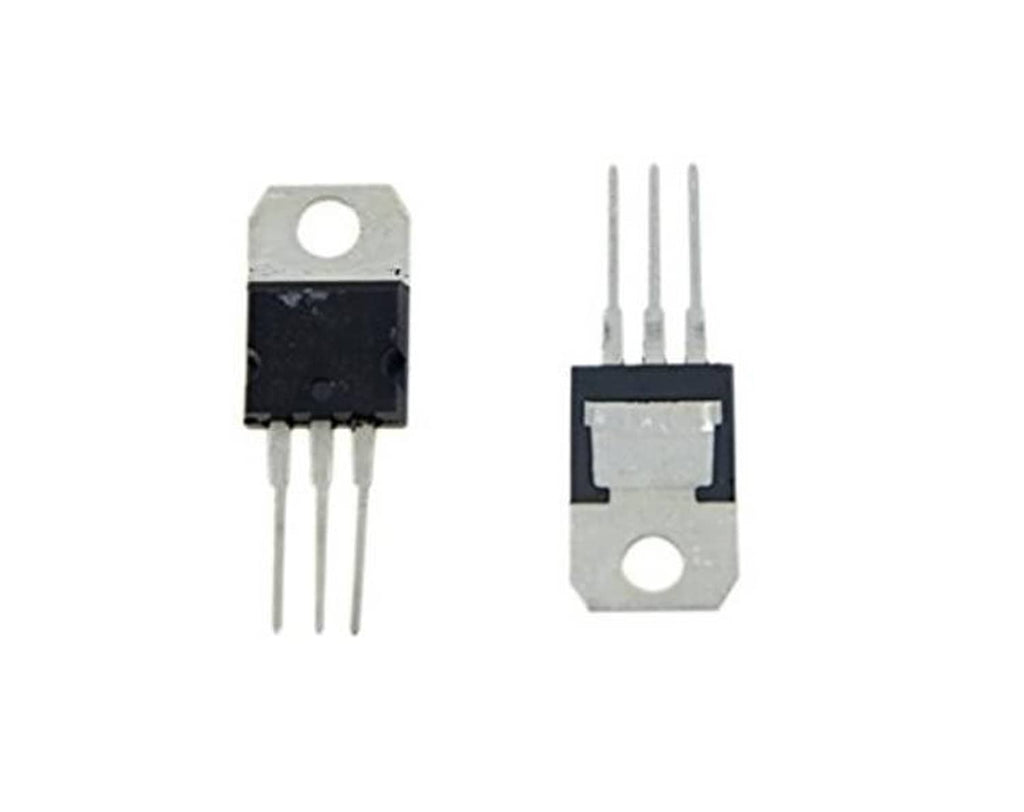 Two voltage regulator ICs with 3-lead and 2-lead pins in black housings