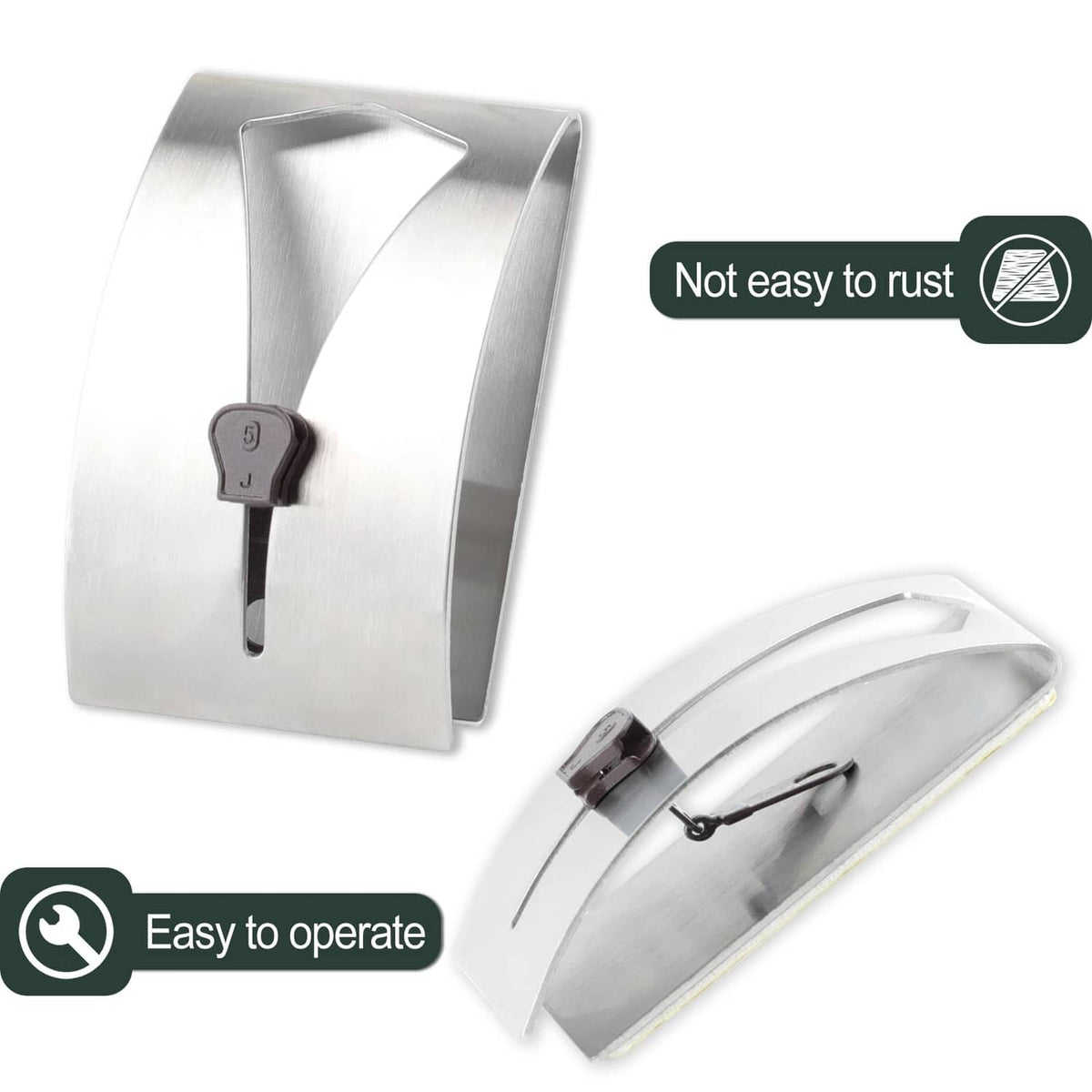 Silver zipper jig tool with attached clamp guide and zipper slider for operation
