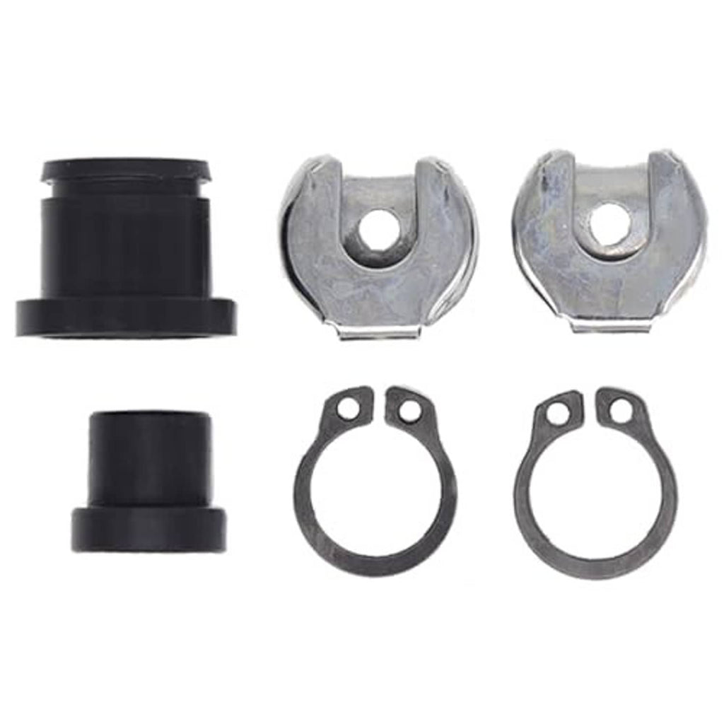 Shift cable bushing repair kit set with black sleeves, U-clips, and circlip rings