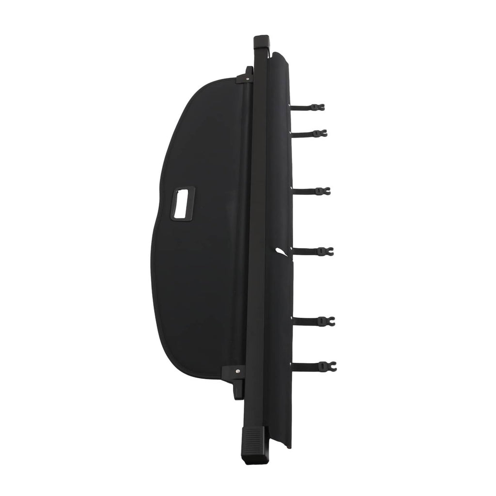 Black rear cargo cover shade side profile with peg row and locking tab