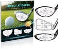 Golf club impact sticker set package with wood, iron, and fairway target templates