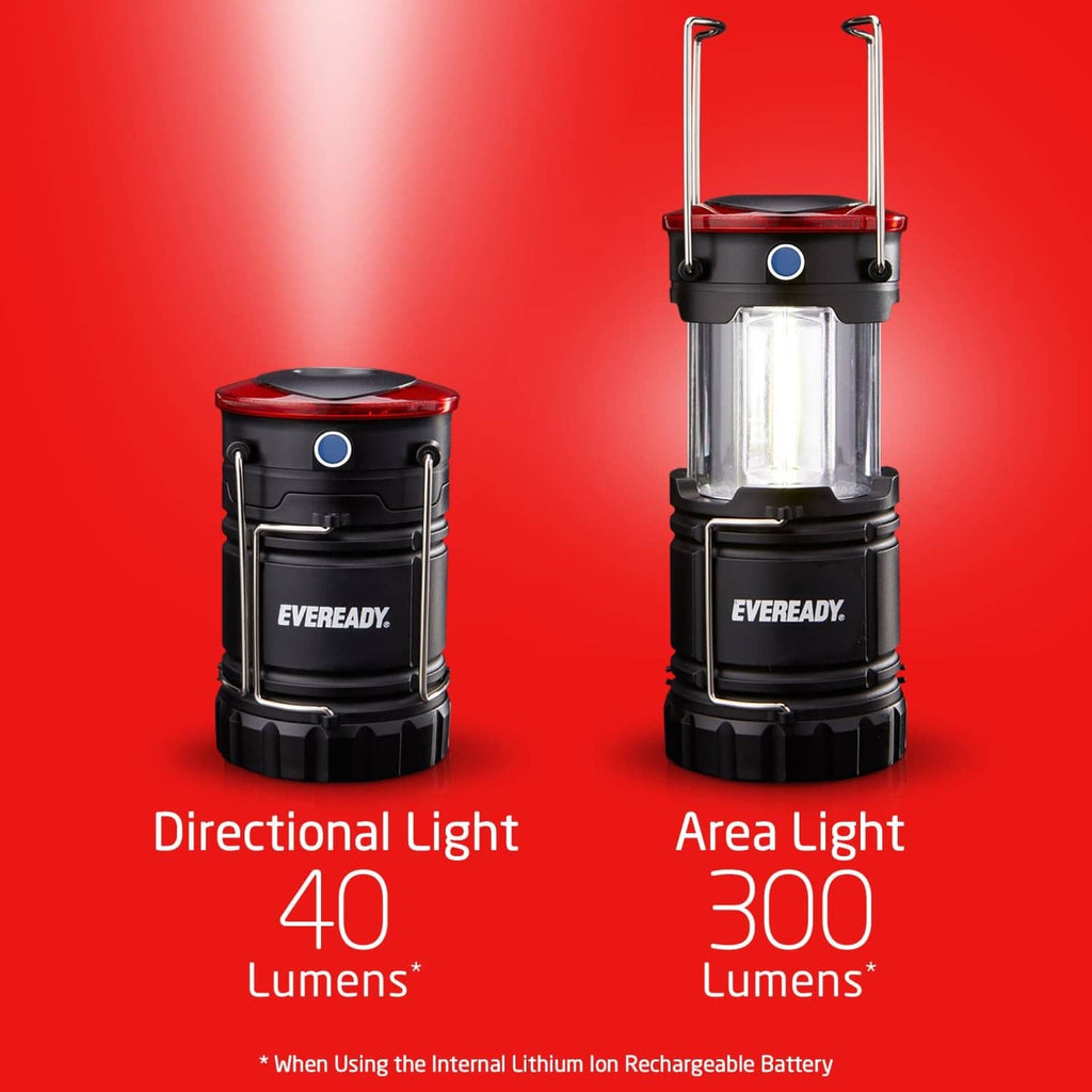 Two black collapsible lanterns with red tops, shown as directional and area light