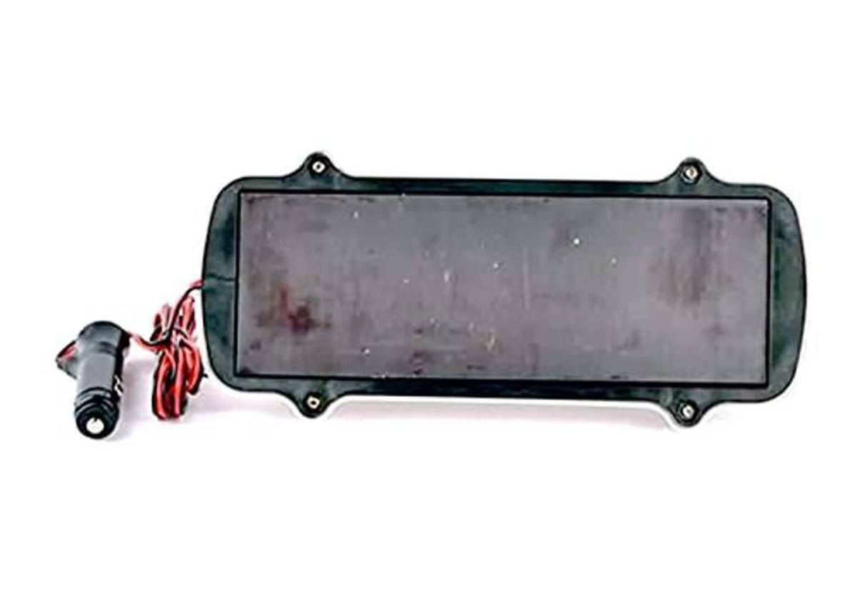 Waterproof rectangular LED taxi light housing with clear window and attached wiring.