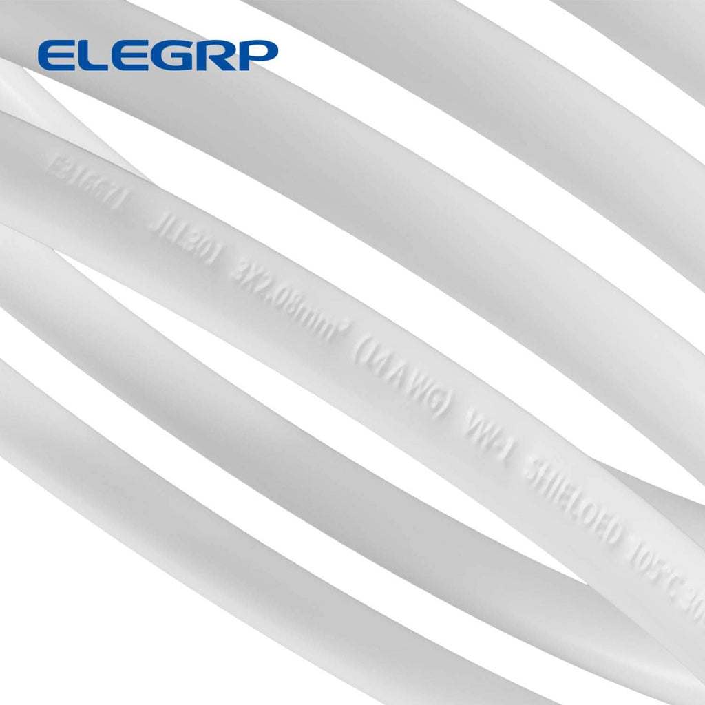 White LCDI power cord with embossed wire markings along the insulation