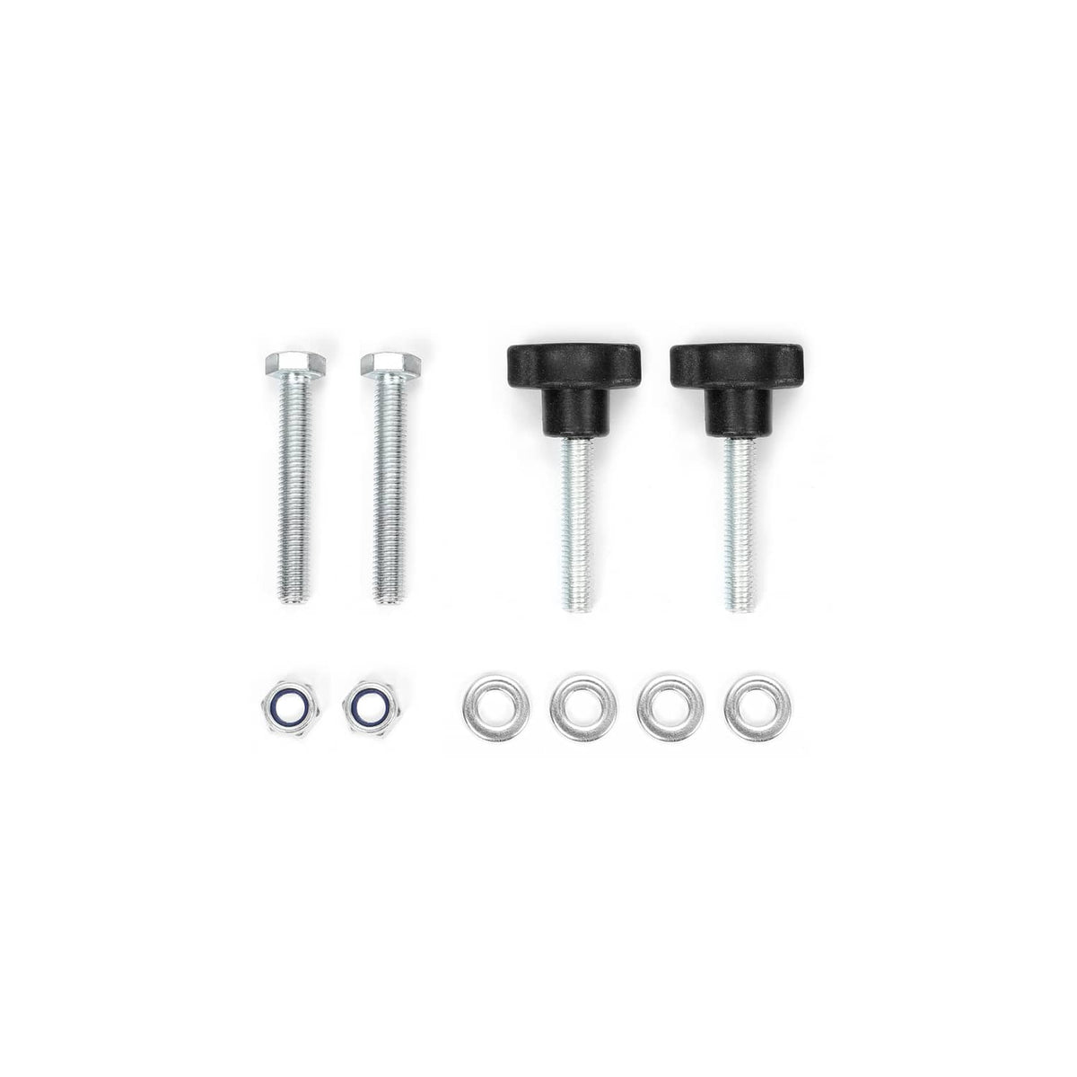 Mounting hardware set: bolts, black rubber spacers, and washers for holder