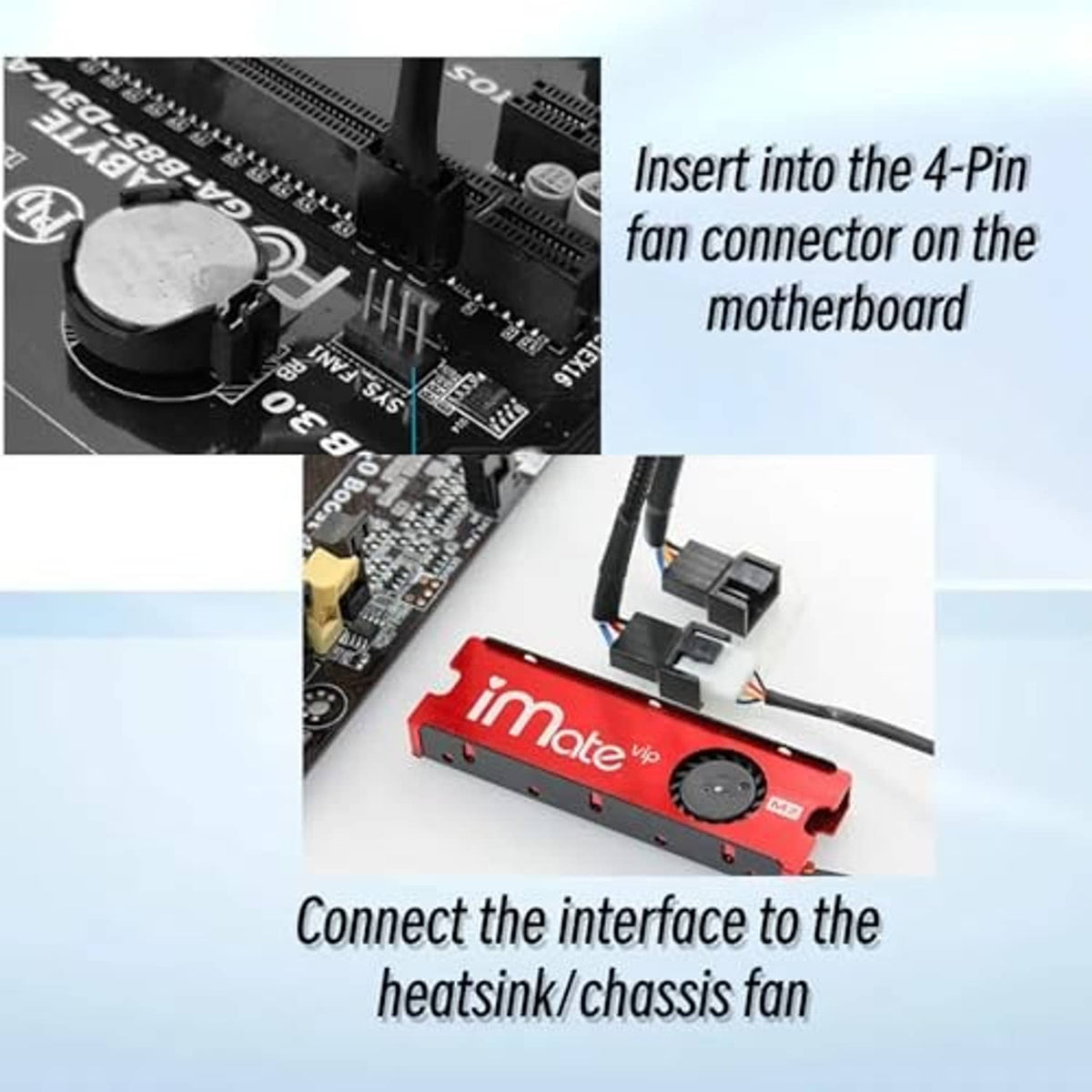 4-pin fan extension cable for motherboard connector, with black housing and pins