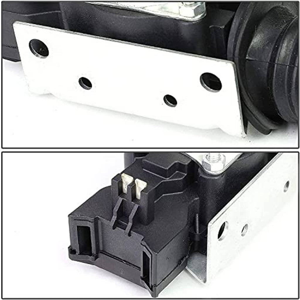 Power door lock actuator close-up showing mounting plate and black connector housing