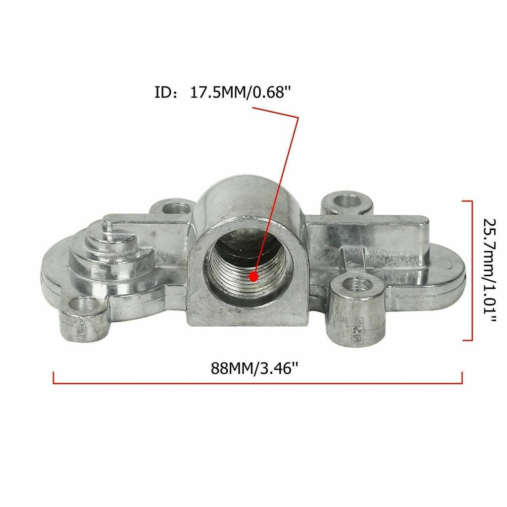 Fuel pressure regulator dimensions view, showing threaded inlet and mounting holes