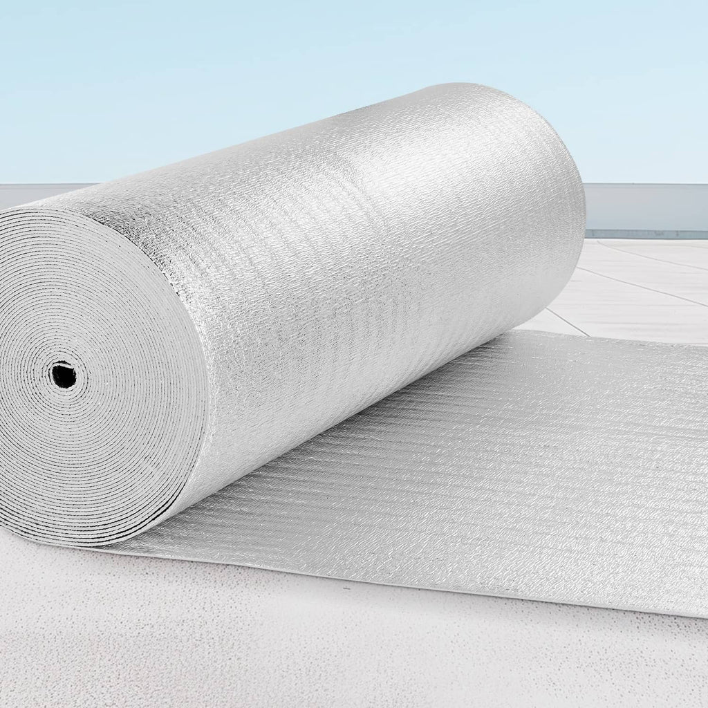 Rolled reflective insulation barrier with textured silver foil surface