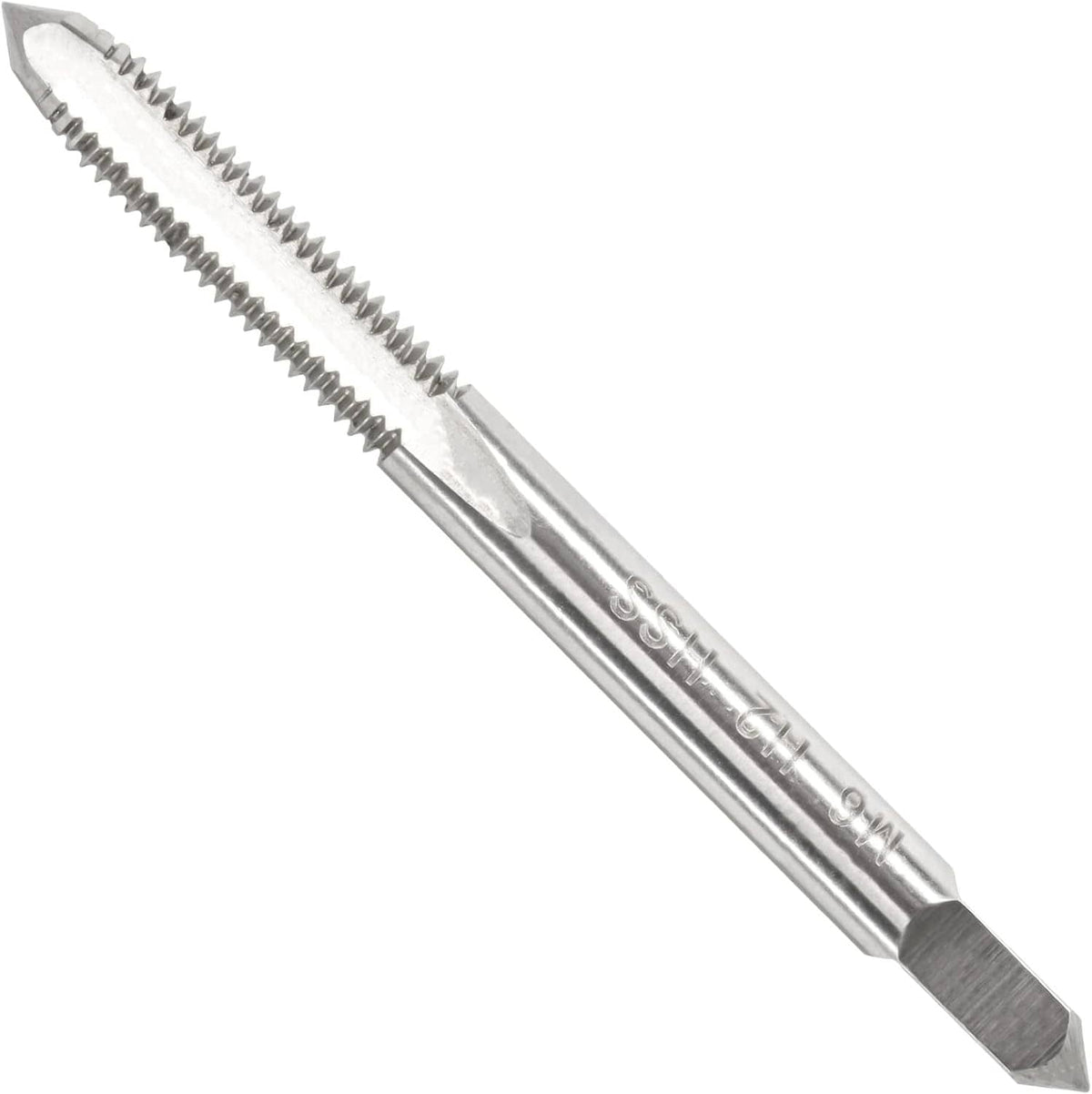 HSS metric machine tap with fine threads along the shaft