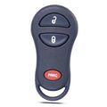 Dark blue car key fob remote close-up with Lock, Unlock, and Panic buttons.