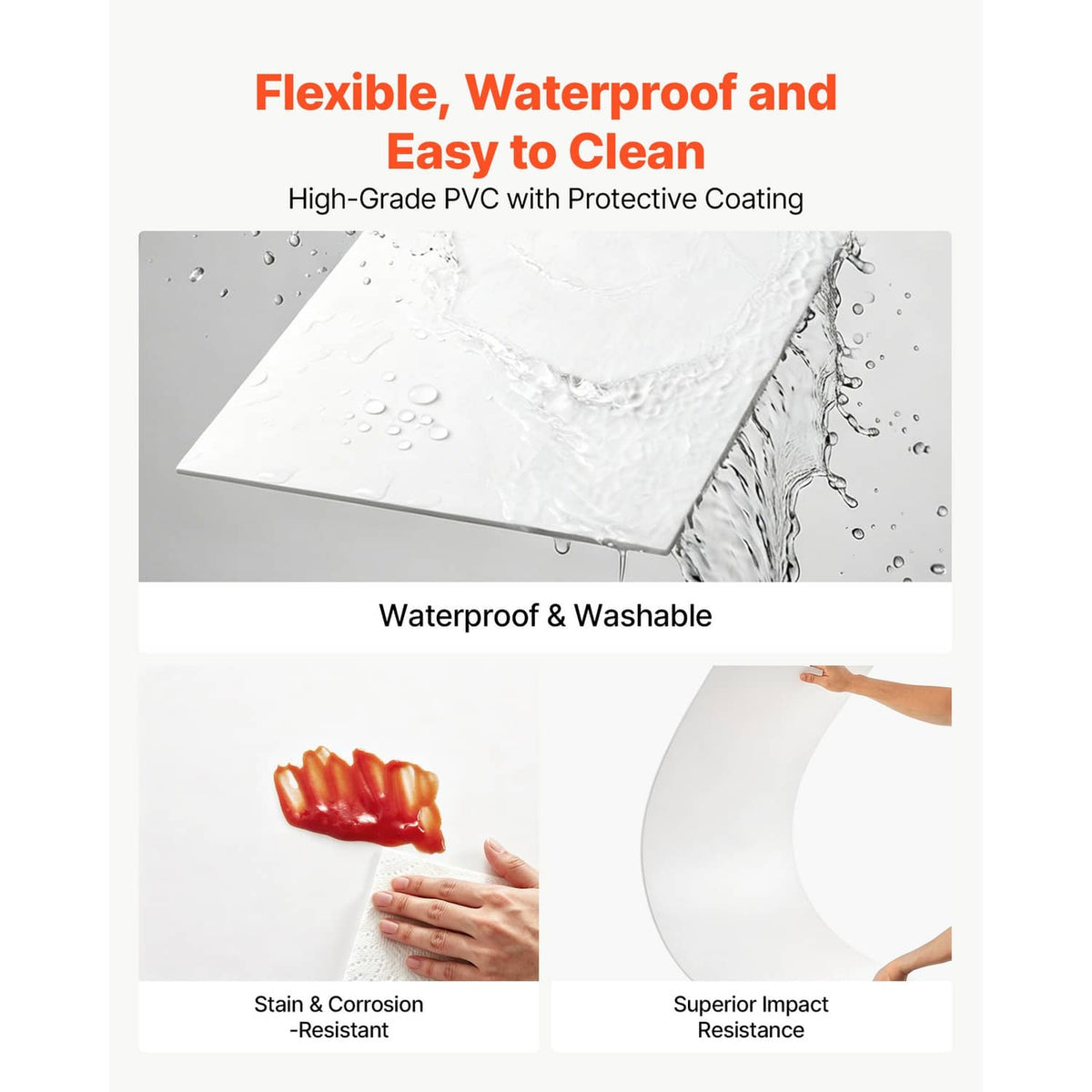 White PVC ceiling tile panel with water-repellent, washable surface.