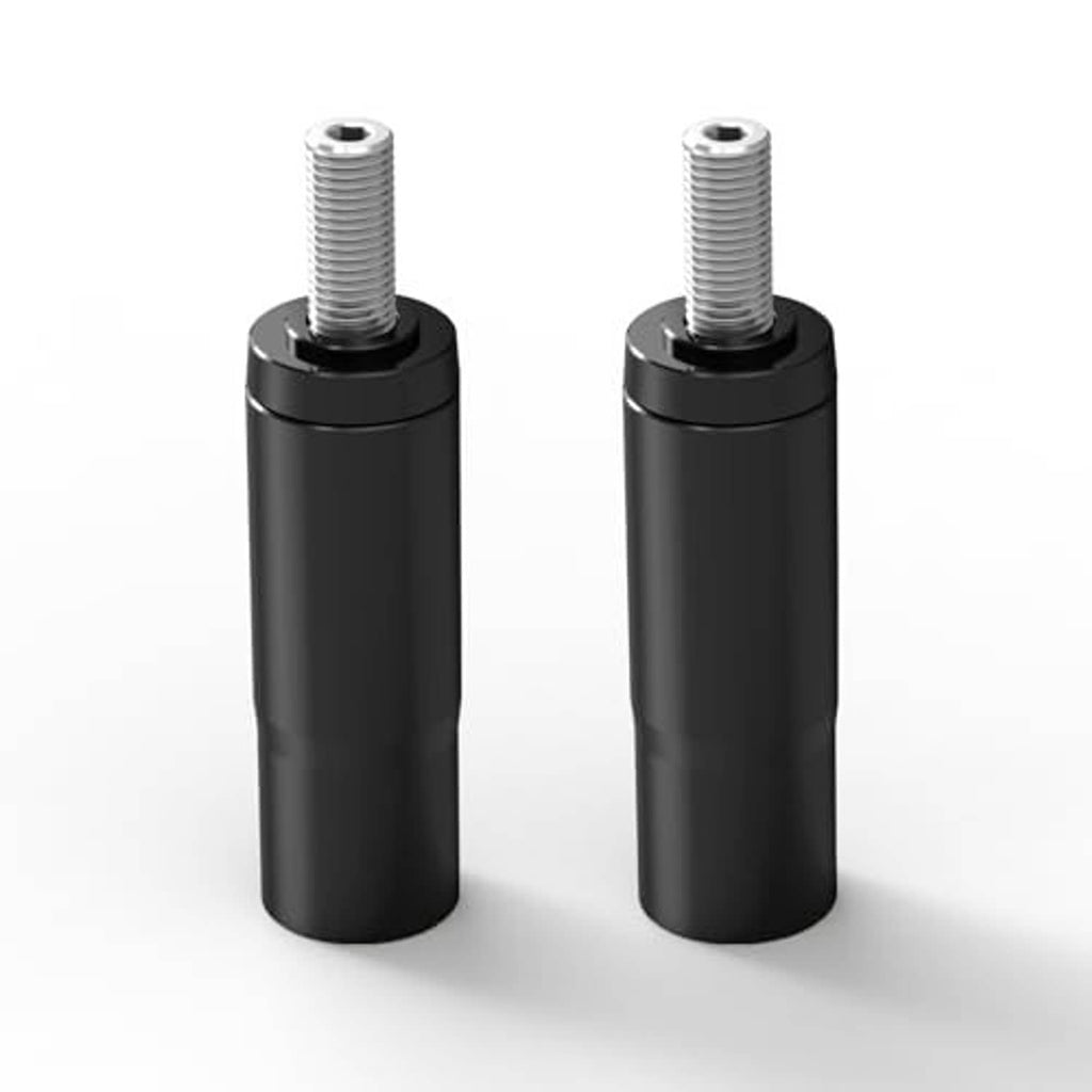 Pair of black handlebar riser extension legs with silver threaded studs