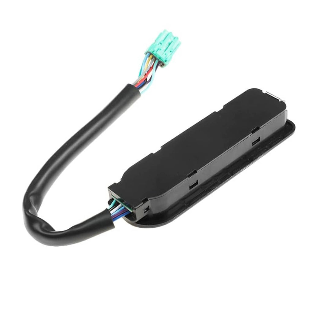 Black seat heater switch with connector housing and attached cable harness