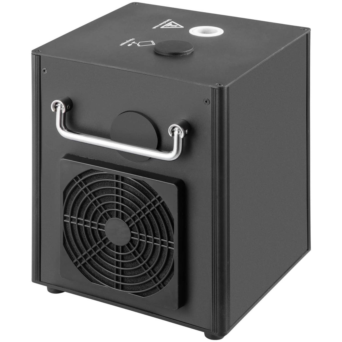 Black cold spark stage machine with cooling fan and carry handle