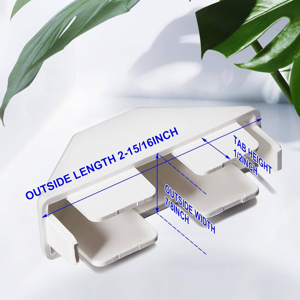 White vinyl dog-ear fence cap showing outside width and tab height