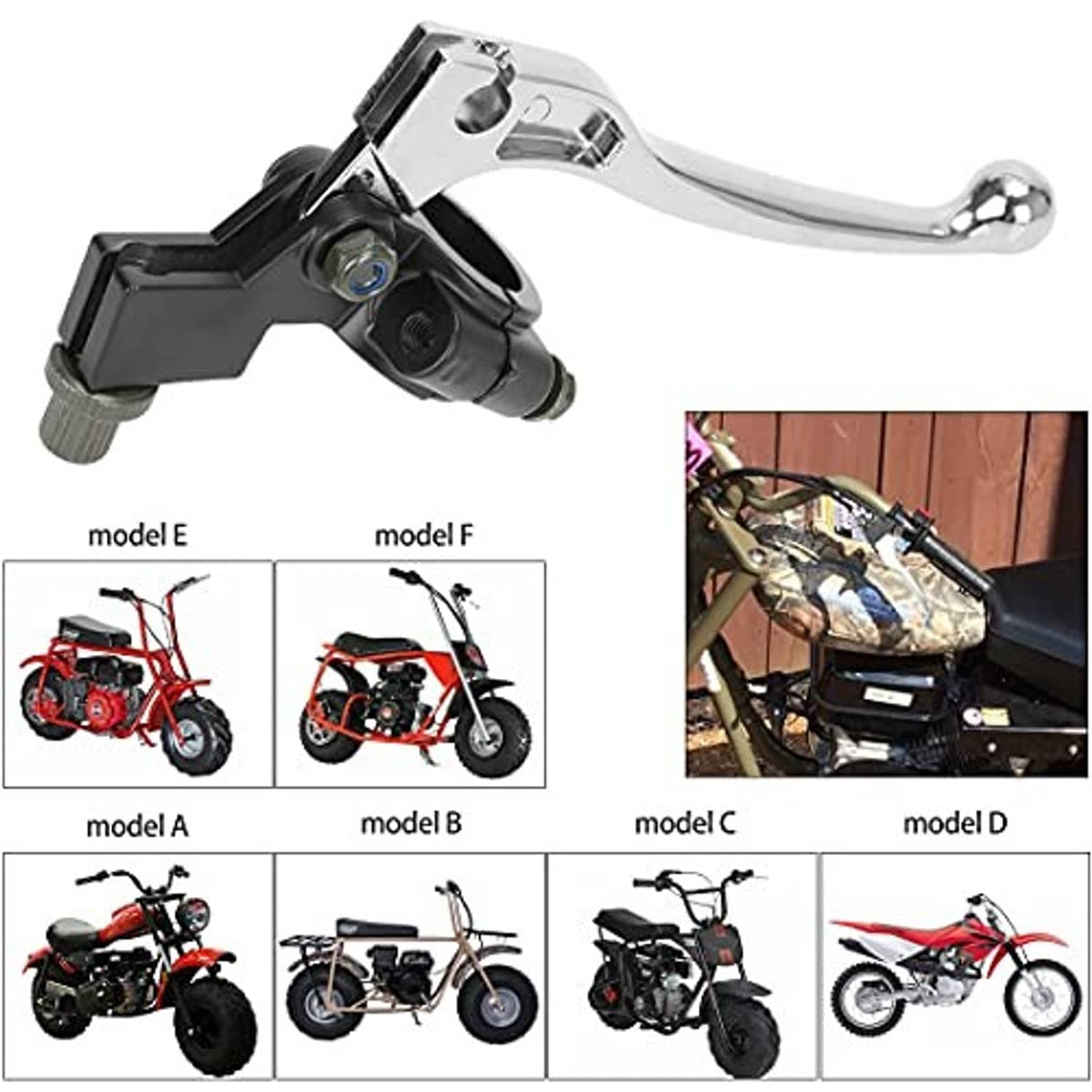 Left lever perch with chrome lever and black housing, with mounting set shown