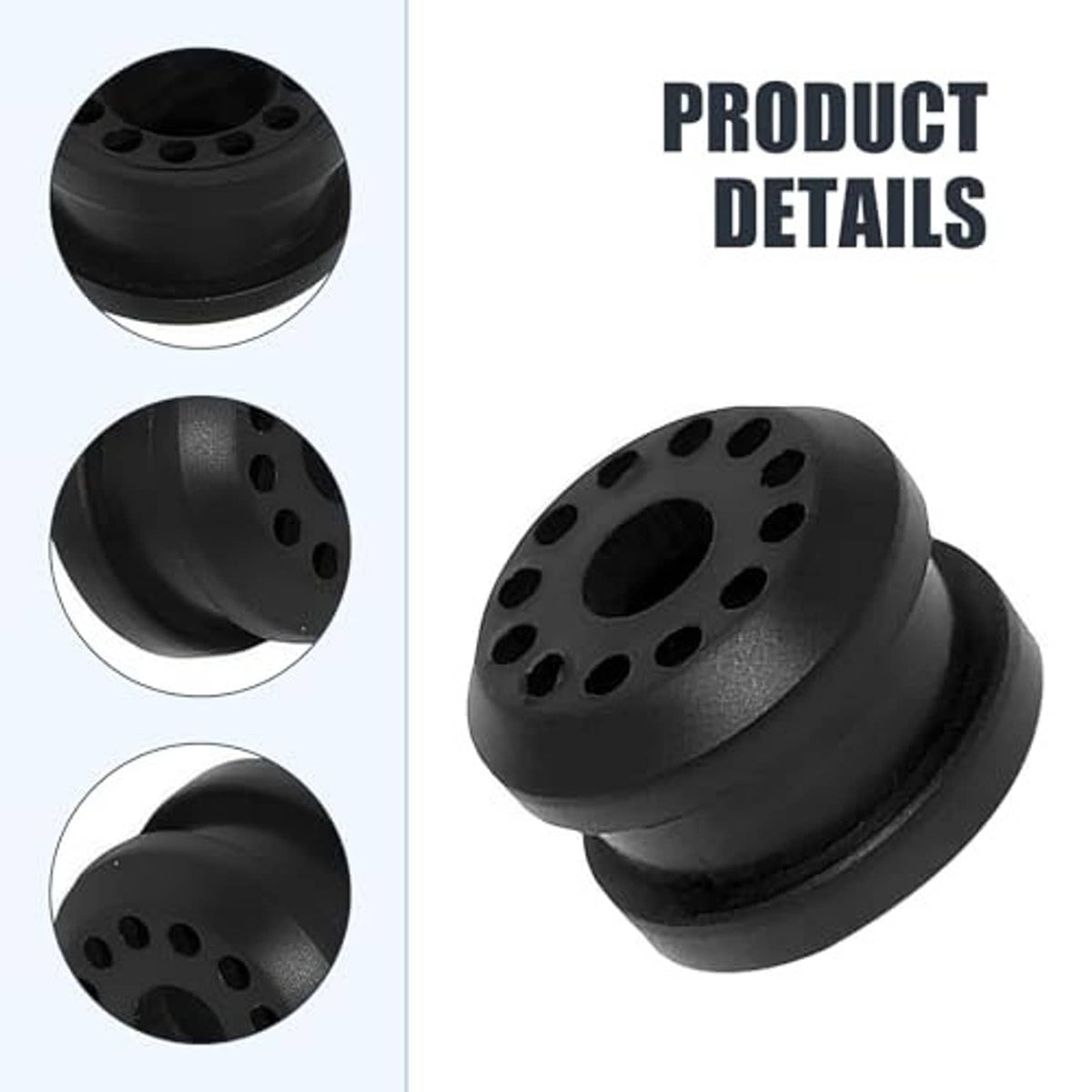 Black shifter linkage bushing set, close-up showing top hole and stacked profile
