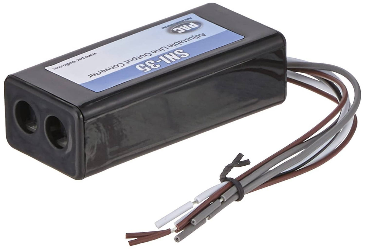Black PAC SNI-35 line output converter with wiring harness and adapter leads